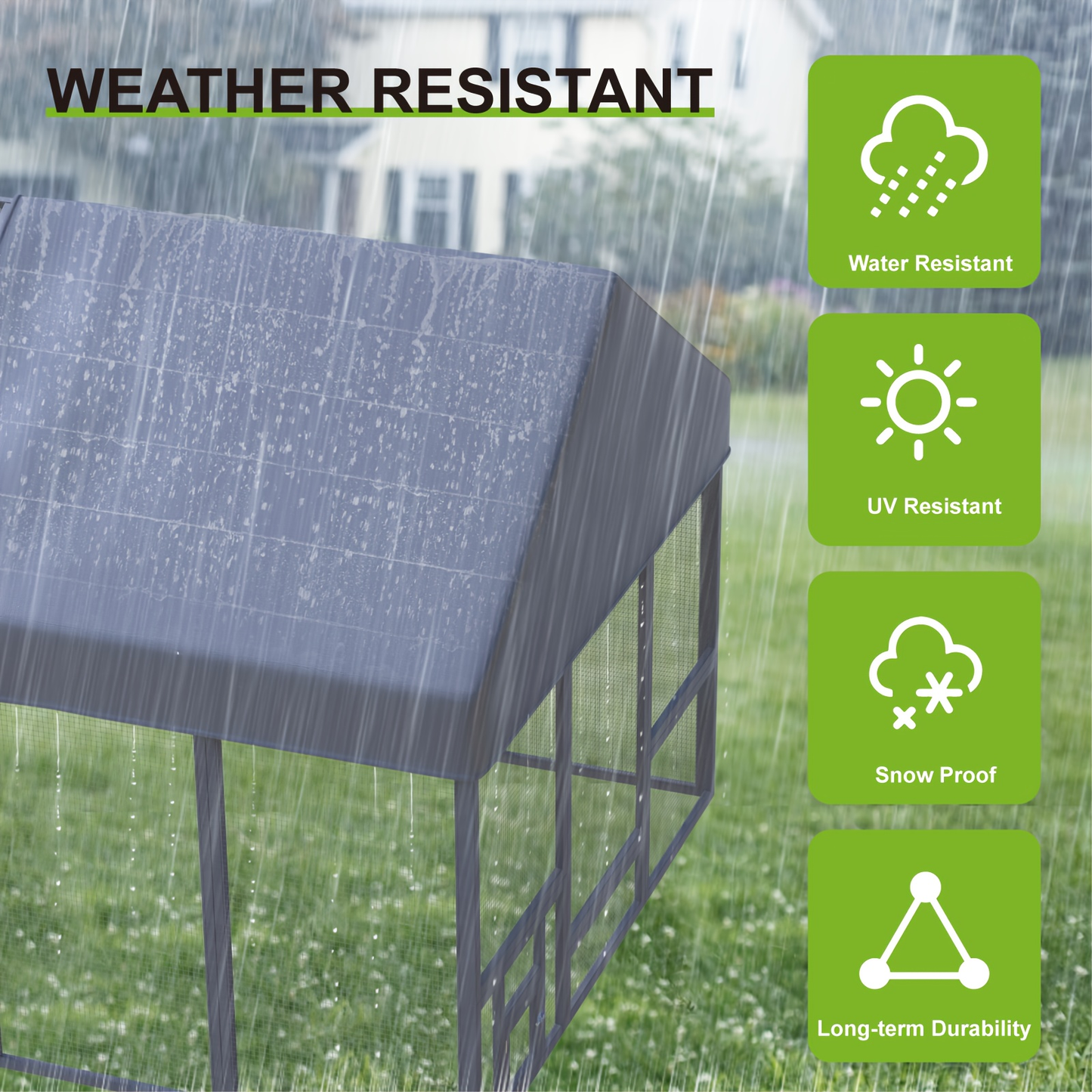 Walk-In Chicken Coop 96" Extra Large with Movable Fence | Outdoor Wooden Poultry Cage with Weatherproof Cover, Nesting Box & Walk-In Run for Farm, Yard – Gray