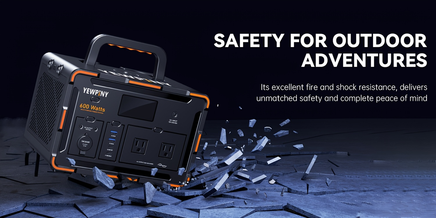 Outdoor Power Station 300W / 600W Fast Charging | 259Wh 599Wh Lithium Solar Generator AC DC USB | Camping Hunting Home Power Outage Backup