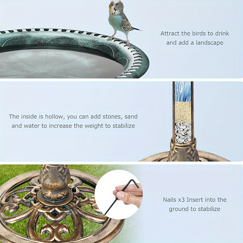 Solar Fountain | Bird Bath Set Vintage Outdoor Garden Pond Decor