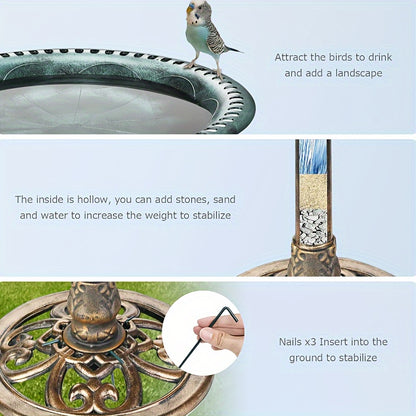 Solar Fountain | Bird Bath Set Vintage Outdoor Garden Pond Decor