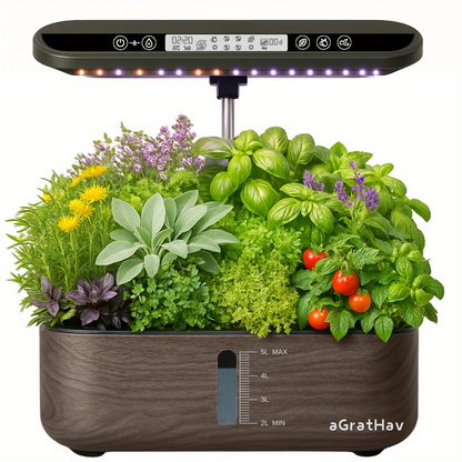 Hydroponic Garden Kit 14-Pod with LED Grow Light – Smart Timer, Quiet Pump & 1.32 Gal Tank, 75-Piece Indoor Herb Garden System for Vegetables, Flowers & Herbs, Plug & Play