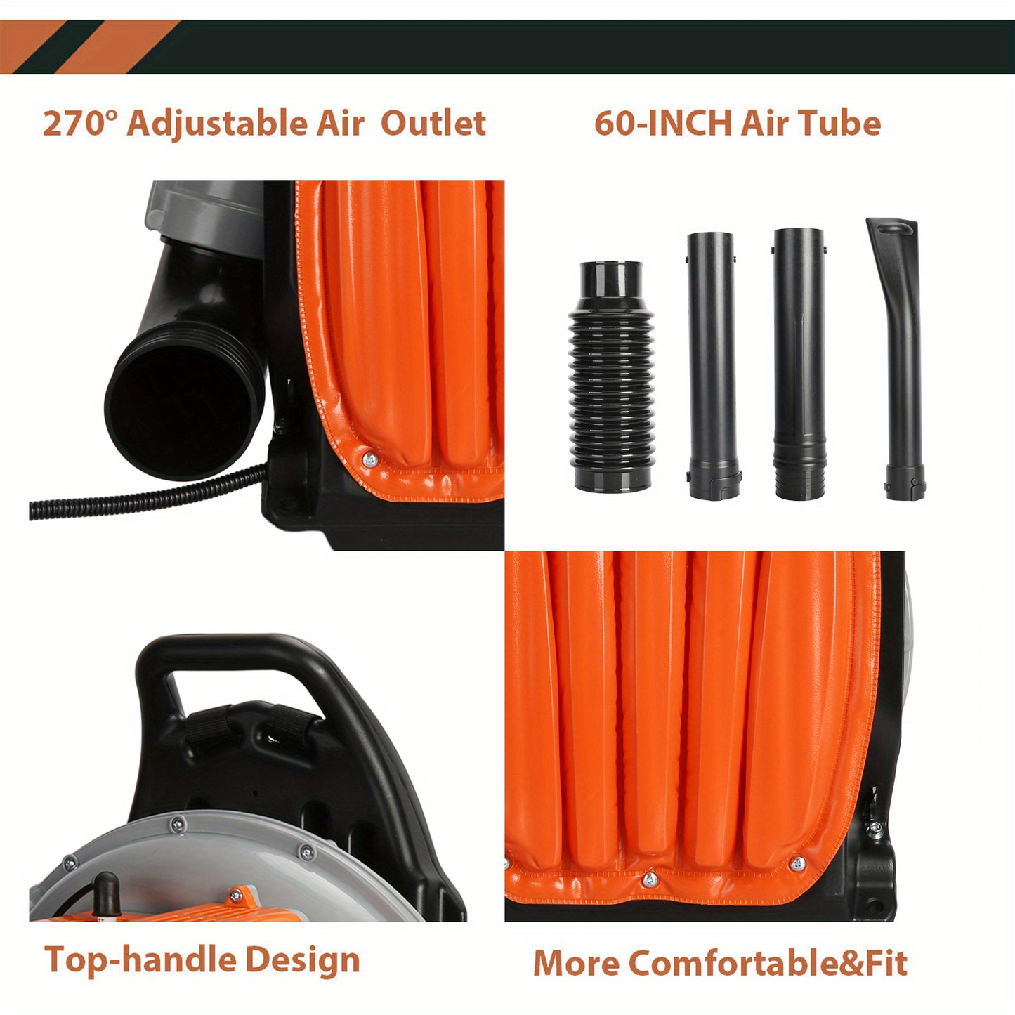 Gas Leaf Blower 2-Stroke Engine, Multi-Purpose High-Power Outdoor Blower for Lawn & Snow Clearing, Adjustable Extension Nozzle, Ergonomic Non-Slip Handle, Lightweight Cordless Design