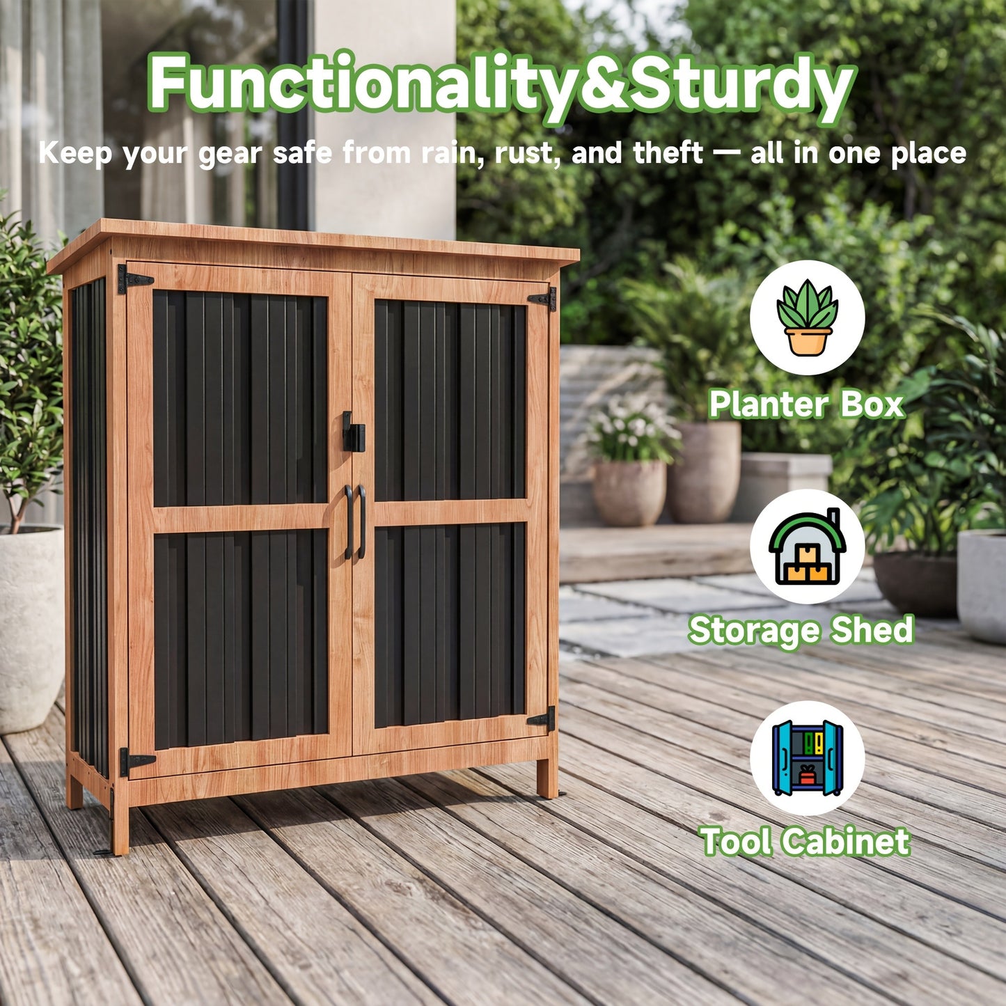 Outdoor Storage Shed Metal Garden Shed with Lockable Door