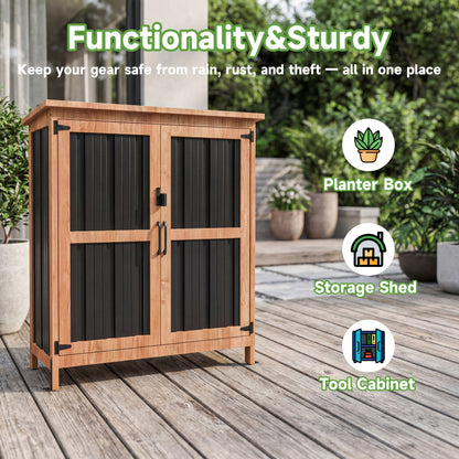 Outdoor Storage Shed Metal Garden Shed with Lockable Door