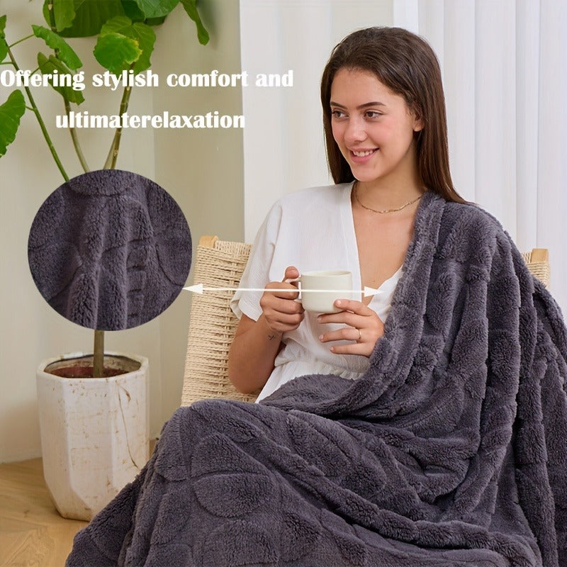 Throw Blanket 3D Geometric Pattern Fluffy Soft Warm Handmade Knit Blanket for Couch Sofa Bed Camping Picnic Travel – Lightweight Cozy Blanket