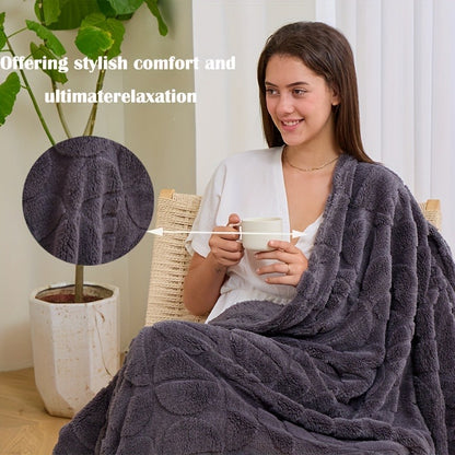 Throw Blanket 3D Geometric Pattern Fluffy Soft Warm Handmade Knit Blanket for Couch Sofa Bed Camping Picnic Travel – Lightweight Cozy Blanket