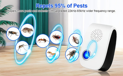 Ultrasonic Pest Repeller Plug-In 2025 Upgrade – Electronic Indoor Pest Control for Cockroaches, Mice, Rodents, Ants, Mosquitoes & Spiders, Set of 4/6/8 Units for Whole-Home Coverage