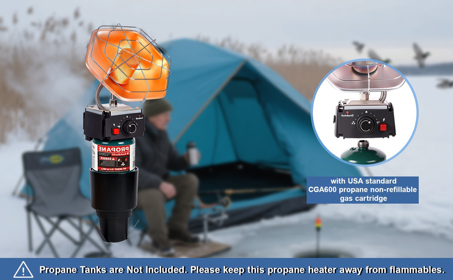 Golf Cart Heater 8520 BTU Portable Propane Catalytic Burner with Cup Holder Mount, Pulse Ignition, Wind-Resistant Low-Emission Design for EZGO, Yamaha, Club Car, UTV, Camping & Ice Fishing