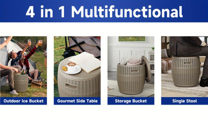Outdoor Storage Bin 40L Rattan Deck Box UV Protected Weather Resistant