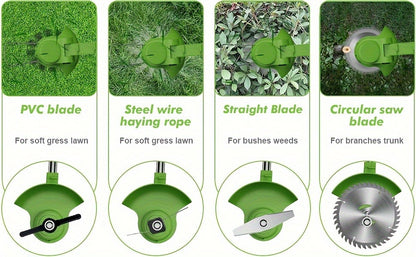 Cordless String Trimmer 24V 800W – Weed Wacker with 2 Batteries, Charger & 3 Blades, Adjustable Head, Brush Cutter & Lawn Edger