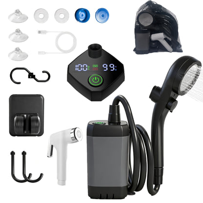 Portable Camping Shower 6000mAh IPX7 Waterproof 120-Min Runtime