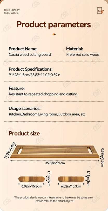 Charcuterie Board Wood 36x11 Extra Long Serving Board with Handles & 2 Display Bases for Parties Wedding Camping Easter Gifts