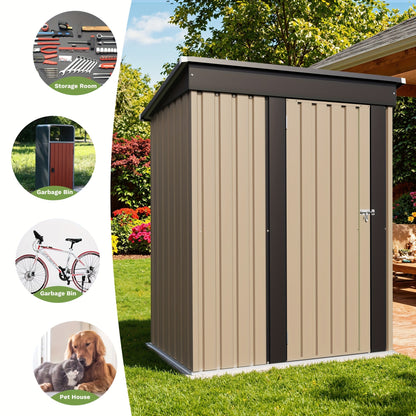 Metal Storage Shed 3x5 & 4x6.2 ft Waterproof Lockable Garden Shed