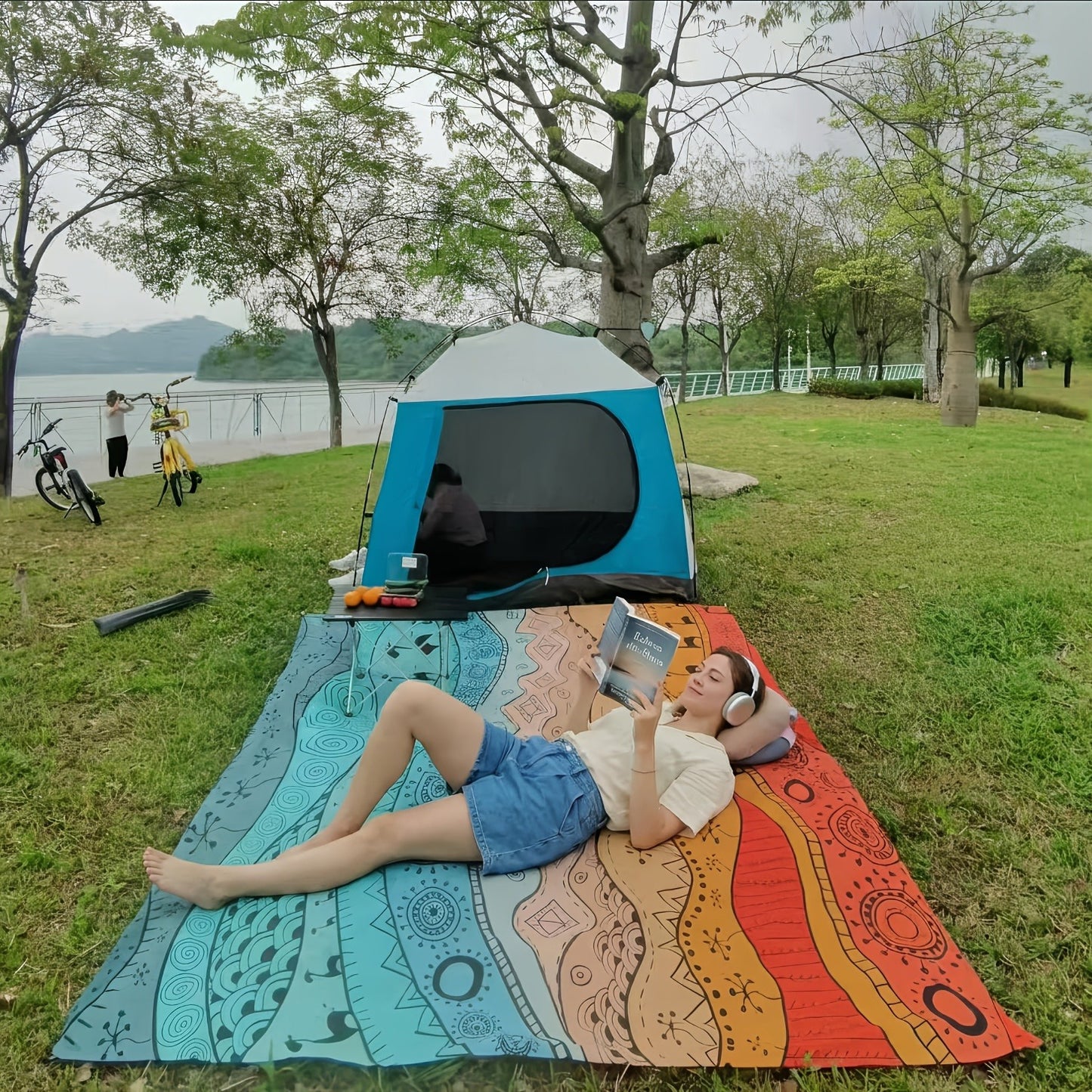 Sandproof Beach Blanket Oversized Extra Large Quick Dry Picnic Mat for Beach Camping Travel – Bohemia Dolphin Sailor Turtle Fish Patterns, 2-10 Adults