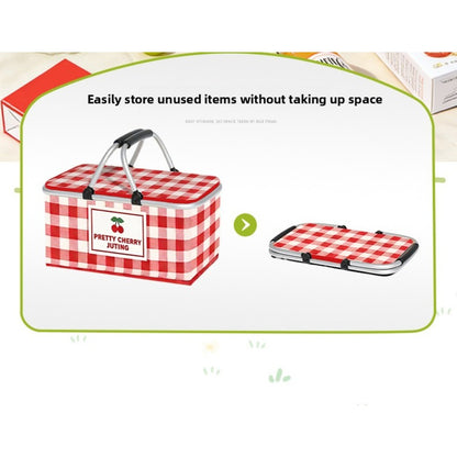 Insulated Picnic Box with Aluminum Frame – Collapsible Thermal Camping Storage Basket for Outdoor Picnic, BBQ, Travel & Camping with Cute Pattern Designs