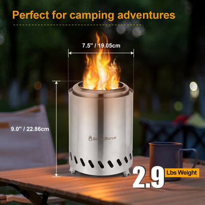 Tabletop Fire Pit 9.7x7 Inch Low Smoke Outdoor Patio Camping Stove Wood Pellet Burning with Fireproof Mat Travel Bag