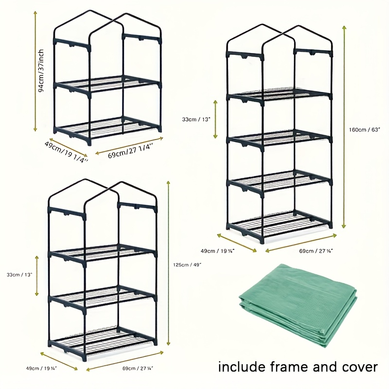 Mini Greenhouse with Steel Frame & Roll-Up Zipper Door | Portable Indoor Outdoor Plant Greenhouse | Weatherproof Rack Stand 2-Tier & 3-Tier Options