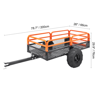 Tow Behind Dump Cart ATV Trailer 750-1500 lbs, Heavy Duty Steel Garden Dump Trailer 12-15 Cu Ft with Removable Sides & Pneumatic Tires for Mowers, Tractors, UTV