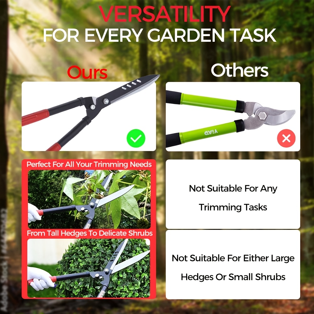 Garden Pruning Shears Heavy Duty, Professional Metal Garden Scissors with Ergonomic Grip for Tree Pruning, Branch Cutting, Shrub Shaping & Lawn Care