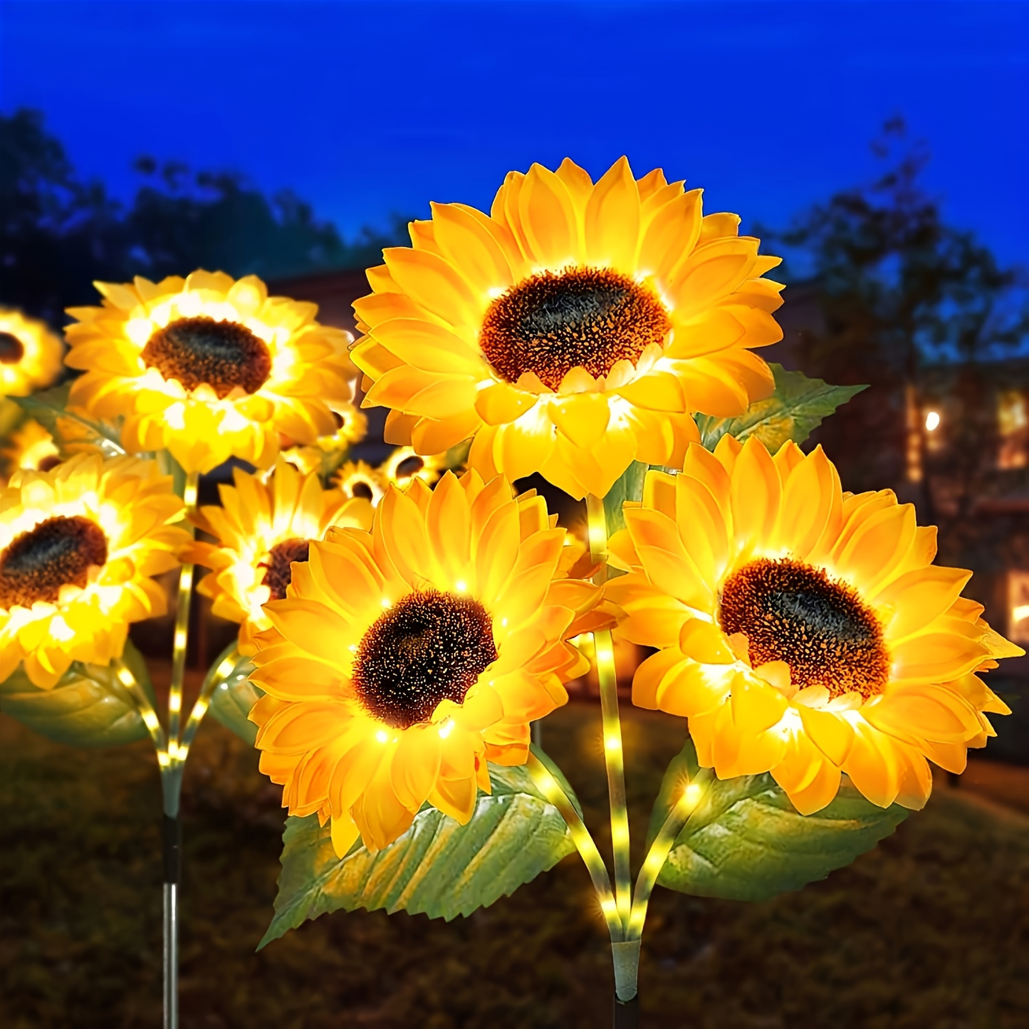 Solar Sunflower Garden Lights Outdoor Stake, Dimmable 2-Pack