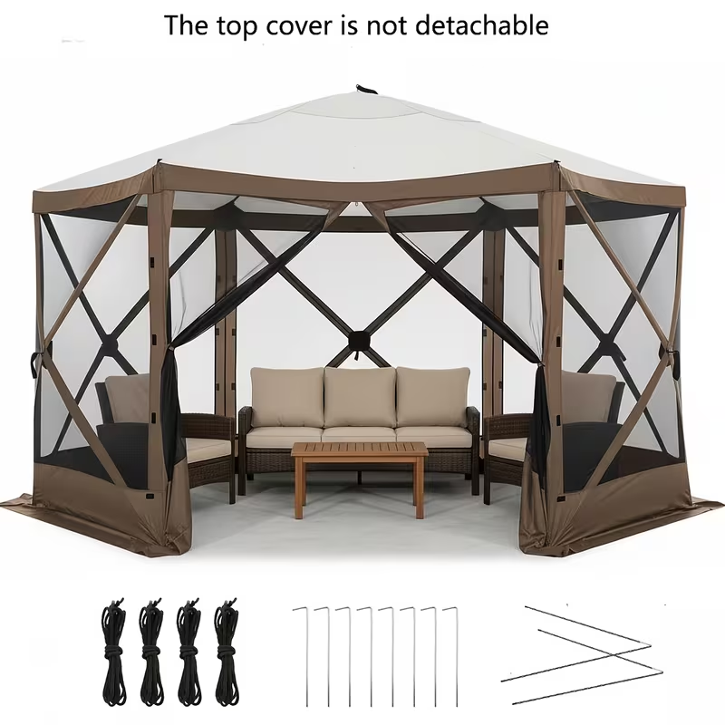 Pop-Up Canopy Tent 15ft Mosquito Net Screen House Waterproof UV50+