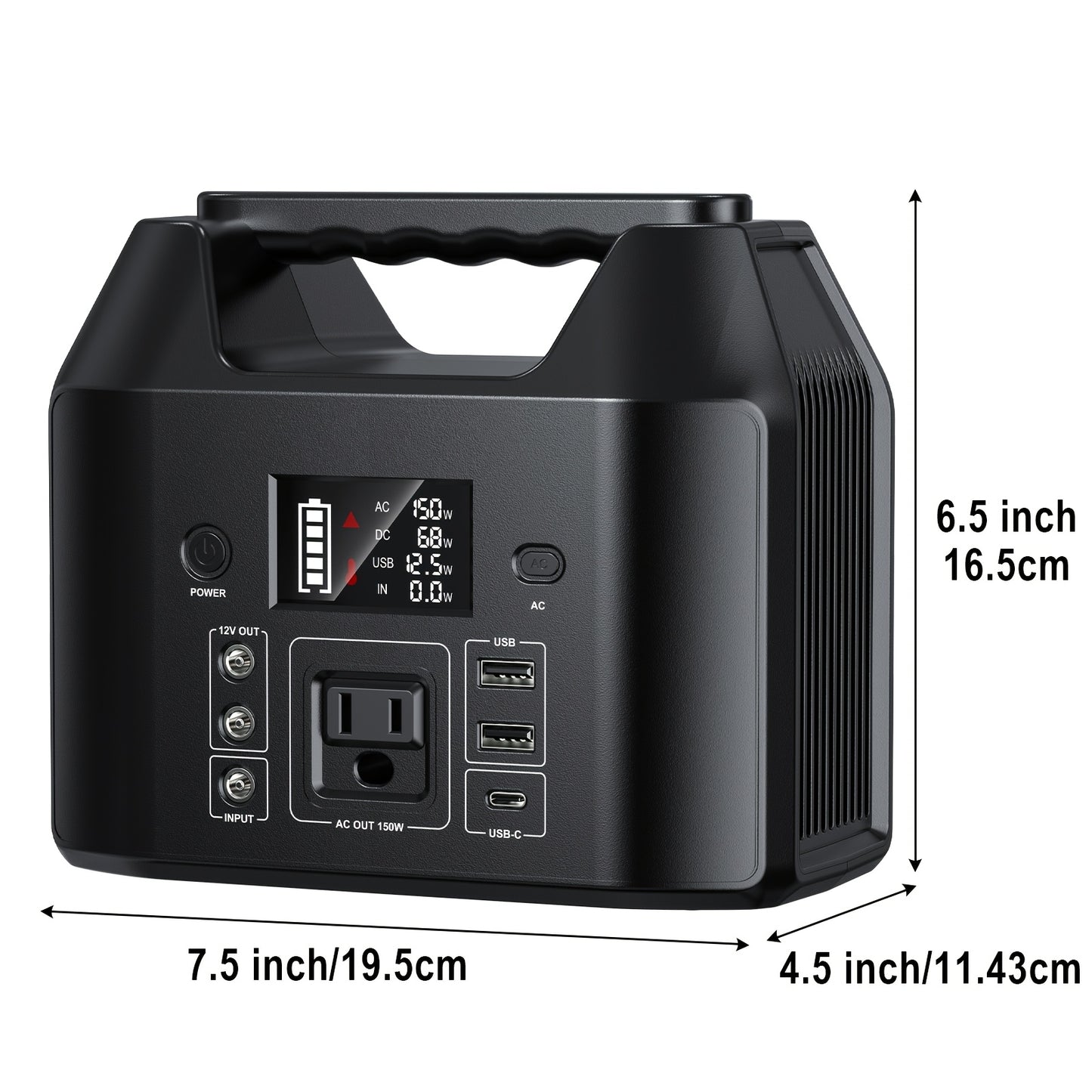 Battery Generator Portable Power Station 150W & 650W 576Wh | AC Outlet, Solar Input, LED Light, Power Bank for Camping, RV, Emergency, Home Backup, Travel