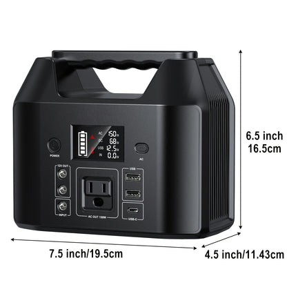 Battery Generator Portable Power Station 150W & 650W 576Wh | AC Outlet, Solar Input, LED Light, Power Bank for Camping, RV, Emergency, Home Backup, Travel