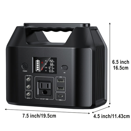 Battery Generator Portable Power Station 150W & 650W 576Wh | AC Outlet, Solar Input, LED Light, Power Bank for Camping, RV, Emergency, Home Backup, Travel