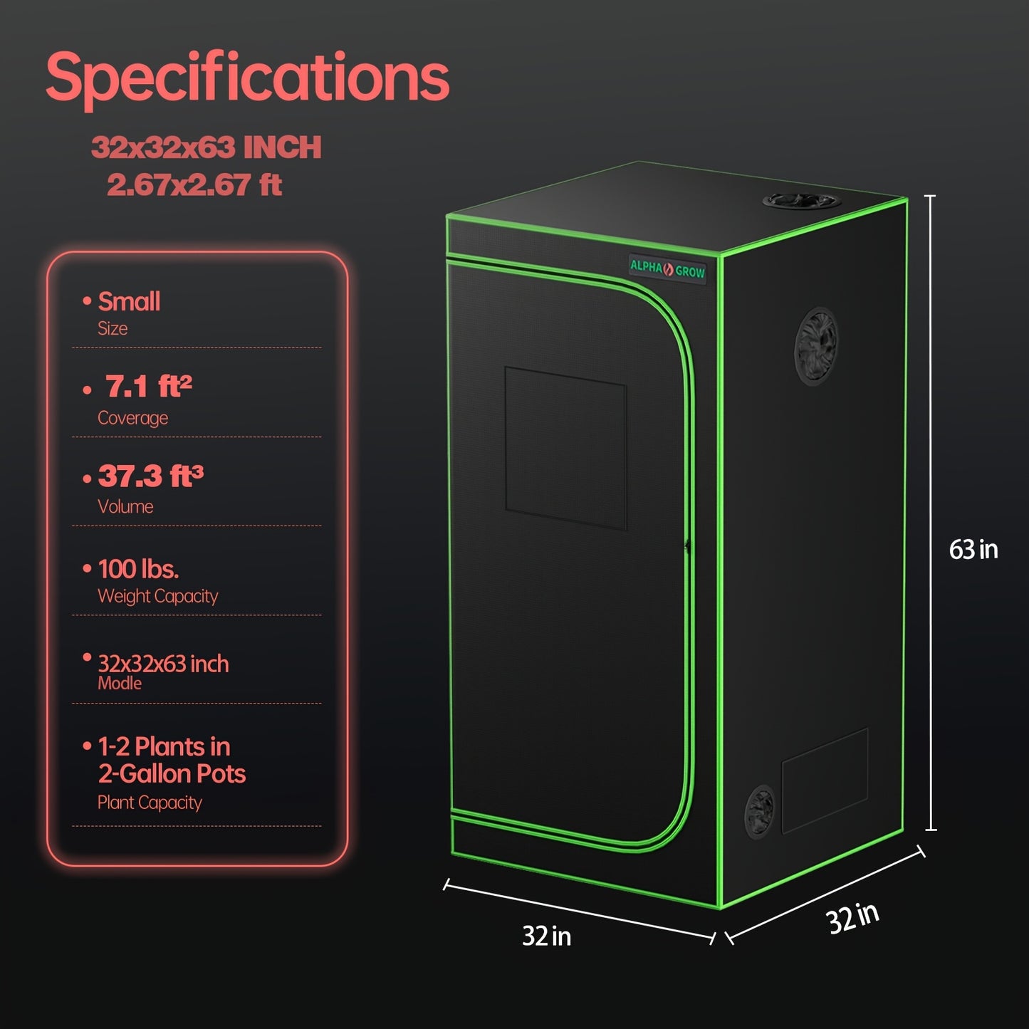 Grow Tent 1680D Thickened Mylar with Observation Window & Floor Tray | Pro-Grade Indoor Hydroponic Growing | 2x2 3x3 4x4 ft Multiple Size Options