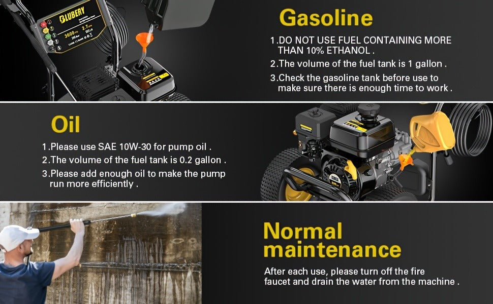 Gas Pressure Washer 3500PSI 2.6GPM 7.0HP 4-Stroke Engine 30-Foot Hose 5 Nozzles Off-Road Wheels Heavy Duty for Siding Driveway Car RV Paint Prep