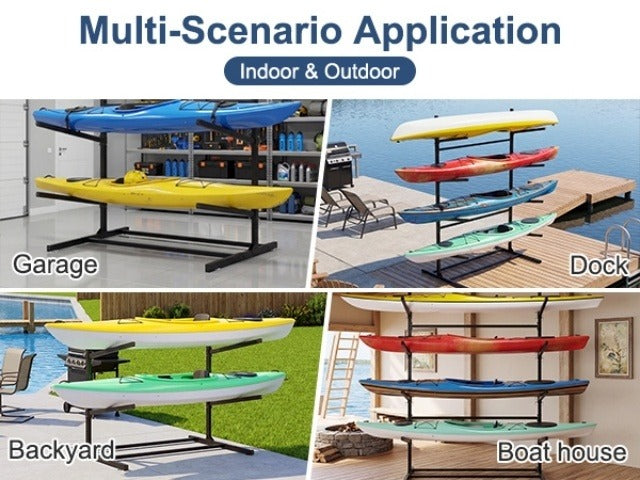 Kayak Storage Rack – Heavy-Duty Adjustable Stand for SUP, Canoe & Paddle Board | Wall, Dock & Freestanding | 400 lbs Capacity