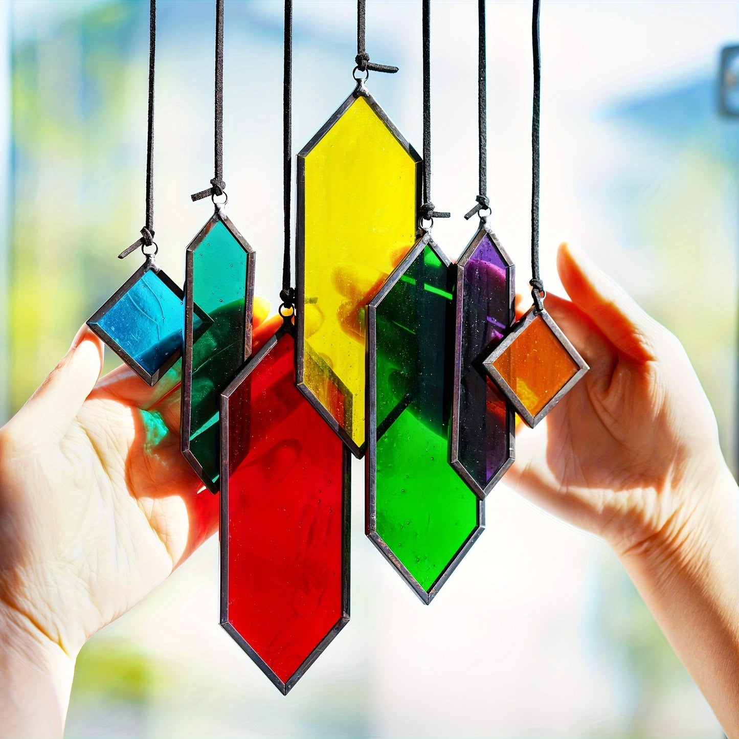 Glass Rainbow Suncatcher Hanging Ornament - Crystal Prism Window Sun Catcher for Garden, Patio & Home Decor