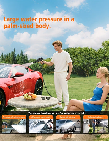 Portable Pressure Washer Cordless 980PSI – 3x 4000mAh Batteries, 5-in-1 Nozzle, Foam Cannon, 33FT Hose, Lightweight Wireless Car Washer for Cars, Bikes, Camping & Outdoor Cleaning