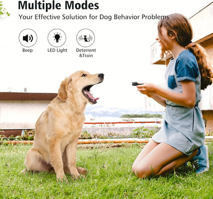 Ultrasonic Dog Bark Control Device 3-in-1 Anti Barking Deterrent Trainer 3 Frequency Modes 16.4Ft Range Rechargeable LED Wrist Strap Indoor Outdoor