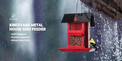 Metal Bird Feeder for Outside - 4 Lbs Large Capacity Hanging Wild Bird Feeder