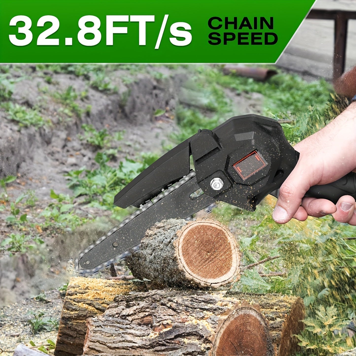 Tree Trimmer Pole Saw Cordless 2-in-1 with 4" & 6" Chains, 24V 1500mAh×2 Batteries, 3-Section Extendable to 71" & 90° Swivel Head for Branch Cutting