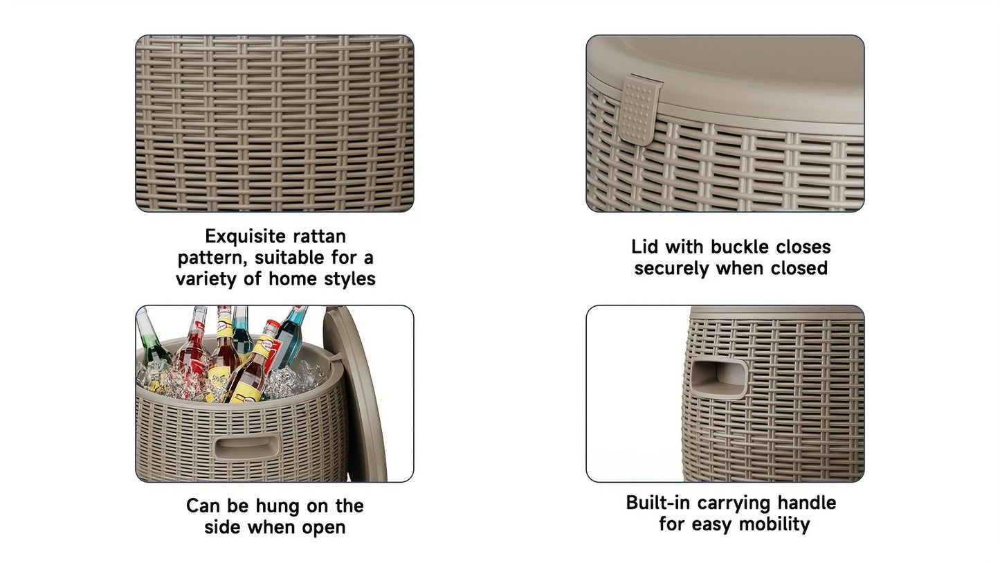 Outdoor Storage Bin 40L Rattan Deck Box UV Protected Weather Resistant