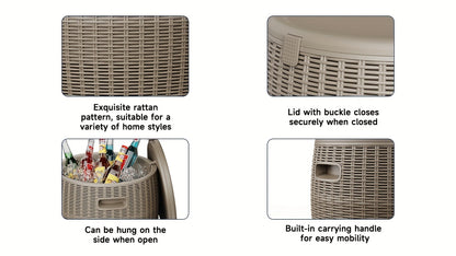 Outdoor Storage Bin 40L Rattan Deck Box UV Protected Weather Resistant