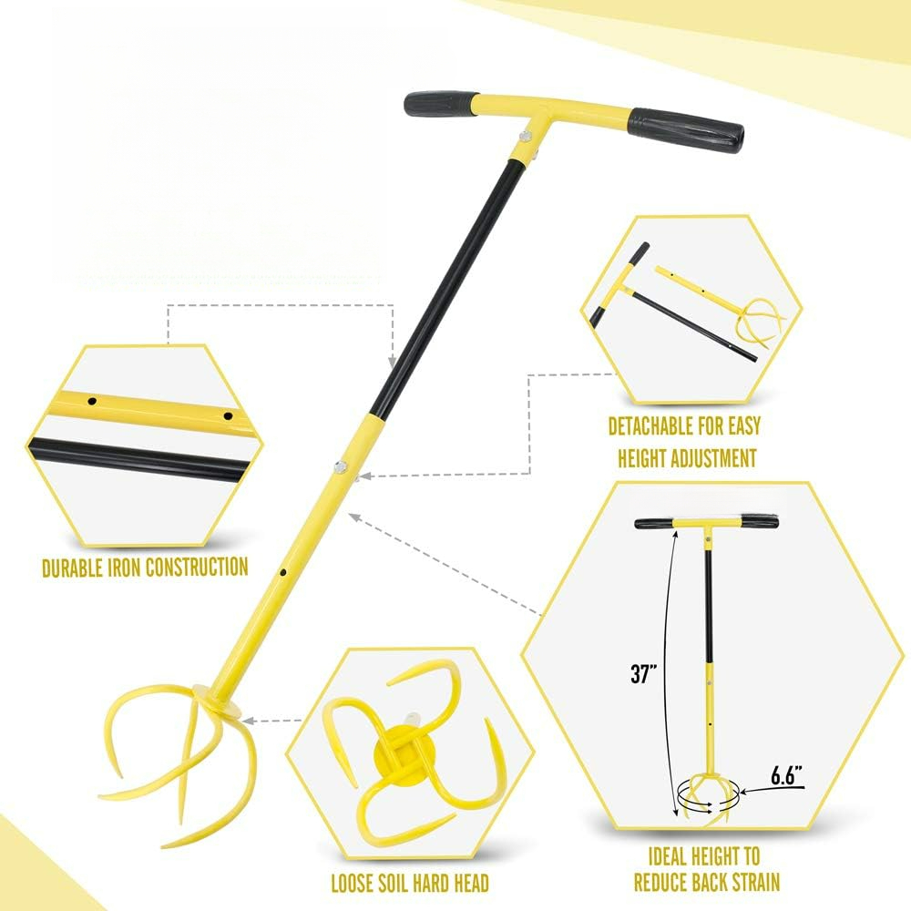 Garden Claw Twist Tiller Manual Steel Cultivator & Soil Loosener, Hand Tiller Lawn Aerator for Garden Bed, Plant Box, Raised Bed & Vegetable Patch