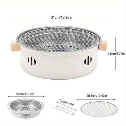 Charcoal BBQ Grill Portable Tabletop Stainless Steel Outdoor Camping Barbecue Grill Set with Cooking Grate – Compact Foldable Picnic Backyard Patio Cookout Small Smoker Grill for Travel Tailgating