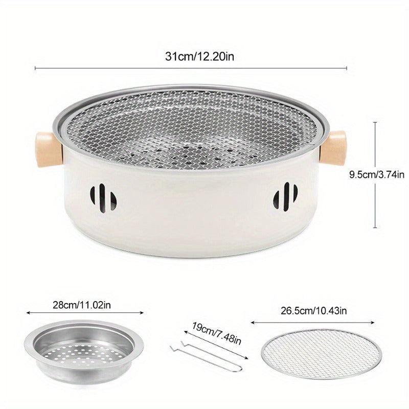 Charcoal BBQ Grill Portable Tabletop Stainless Steel Outdoor Camping Barbecue Grill Set with Cooking Grate – Compact Foldable Picnic Backyard Patio Cookout Small Smoker Grill for Travel Tailgating