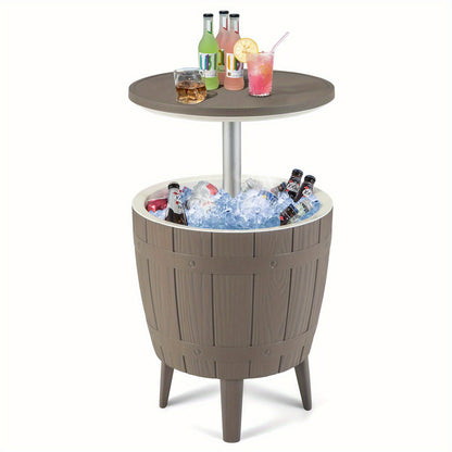 Outdoor Cooler Bar Table 3-in-1 | 10 Gal Ice Bucket, Coffee Table & Serving Station | All-Weather PP, Removable Legs, 110 LB Capacity