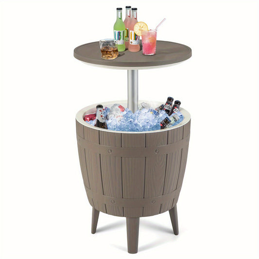 Outdoor Cooler Bar Table 3-in-1 | 10 Gal Ice Bucket, Coffee Table & Serving Station | All-Weather PP, Removable Legs, 110 LB Capacity