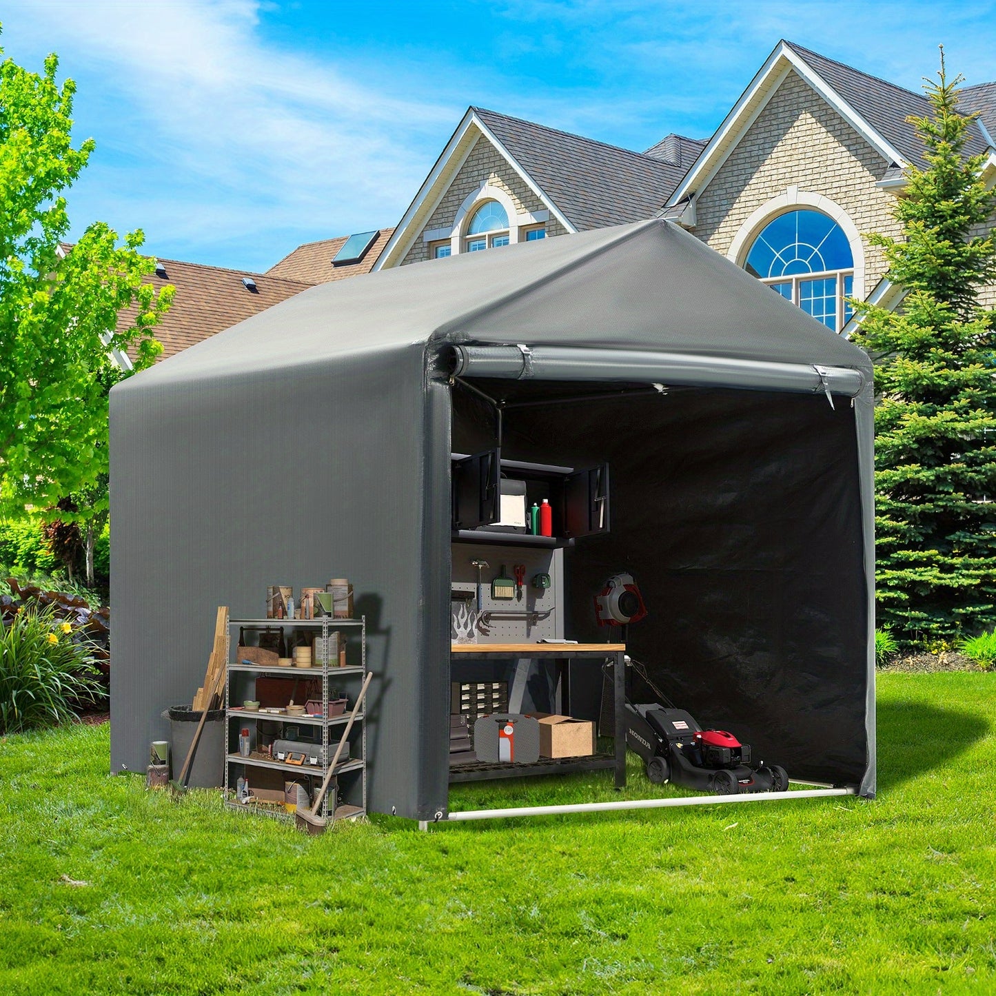 Outdoor Storage Shed Carport Canopy Portable Shelter PE Tarpaulin