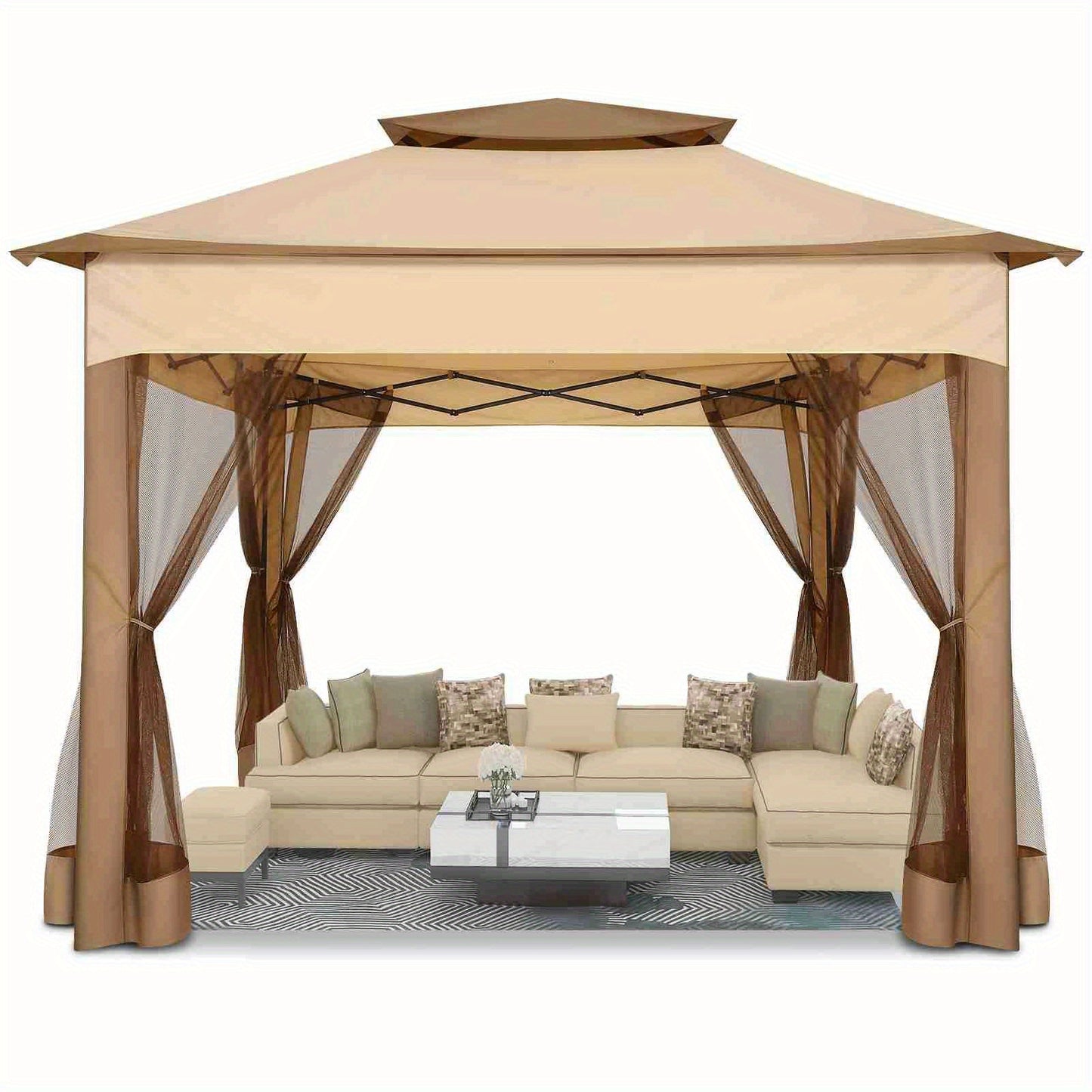 Patio Gazebo Pop-Up Double Roof Mosquito Net 11x11 12x12ft Shade