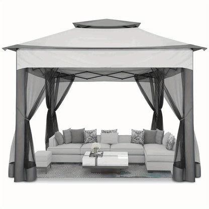 Patio Gazebo Pop-Up Double Roof Mosquito Net 11x11 12x12ft Shade