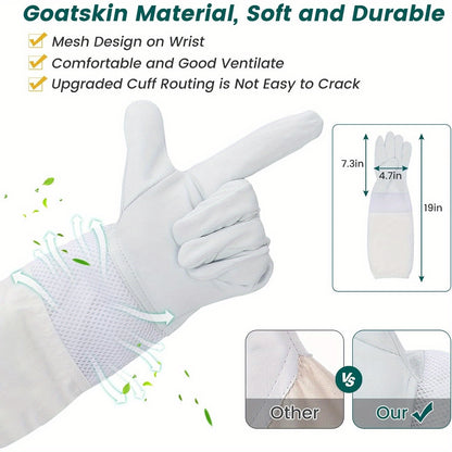 Beekeeping Suit Triple Layer Sting-Resistant Gloves 2 Veils S-3XL