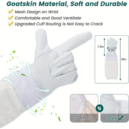 Beekeeping Suit Triple Layer Sting-Resistant Gloves 2 Veils S-3XL