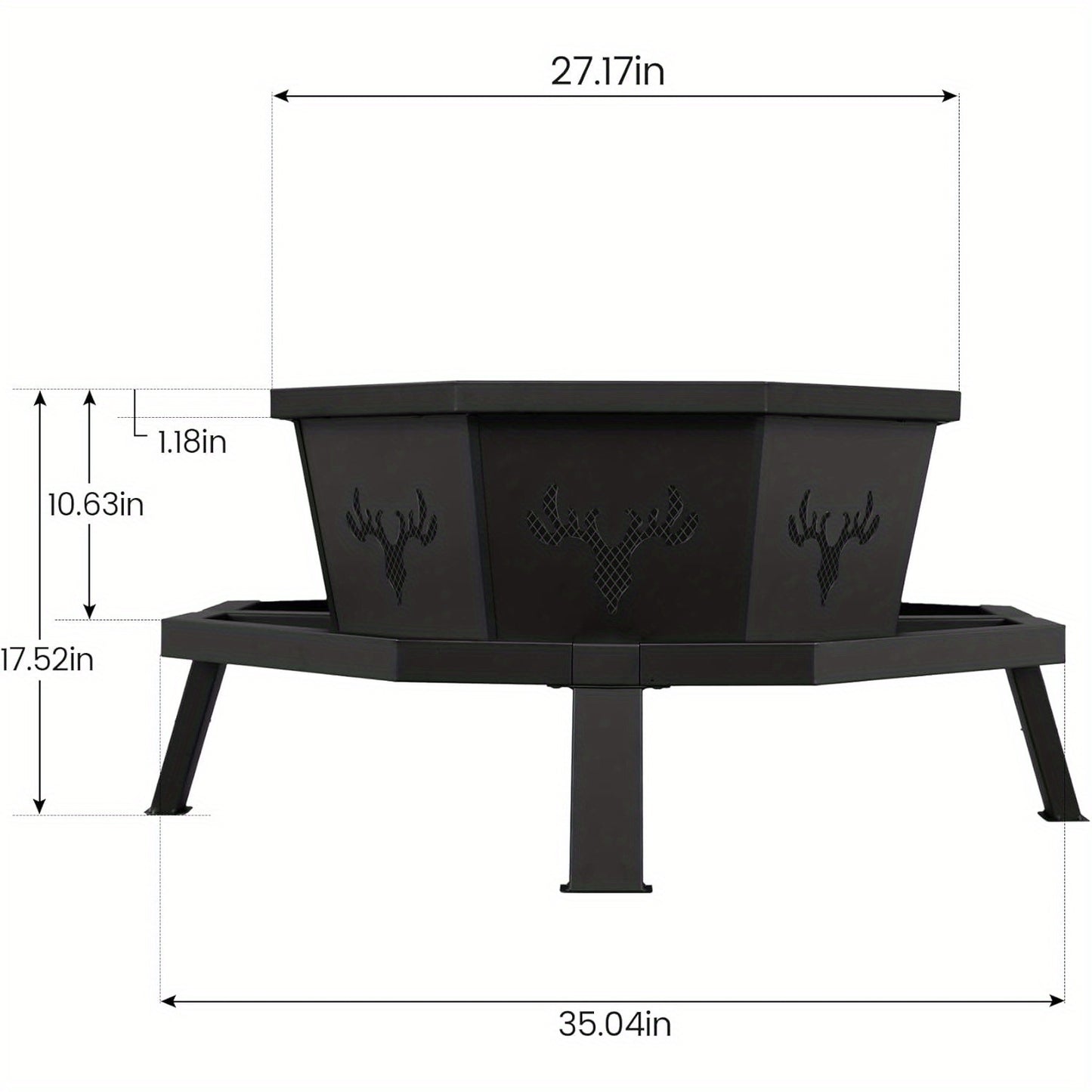 Outdoor Fire Pit 35 Inch Octagonal Wood Burning Fire Pit with Spark Screen, Poker & Grate for Backyard Patio Camping Bonfire