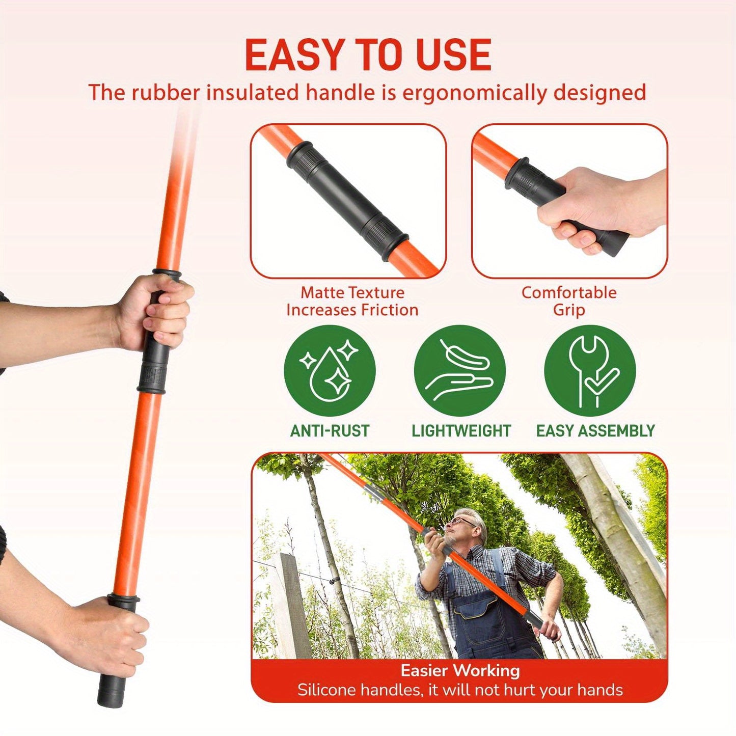 Extendable Pole Saw 26ft 2-in-1 Manual Tree Pruner – High Reach Branch Trimmer with Pruning Saw & Rope Cutter for Yard & Garden